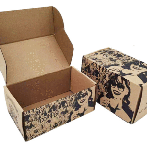 cardboard boxes with company logo