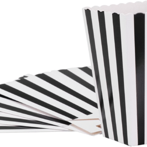 black and white popcorn boxes