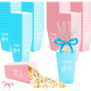 pink and blue popcorn boxes